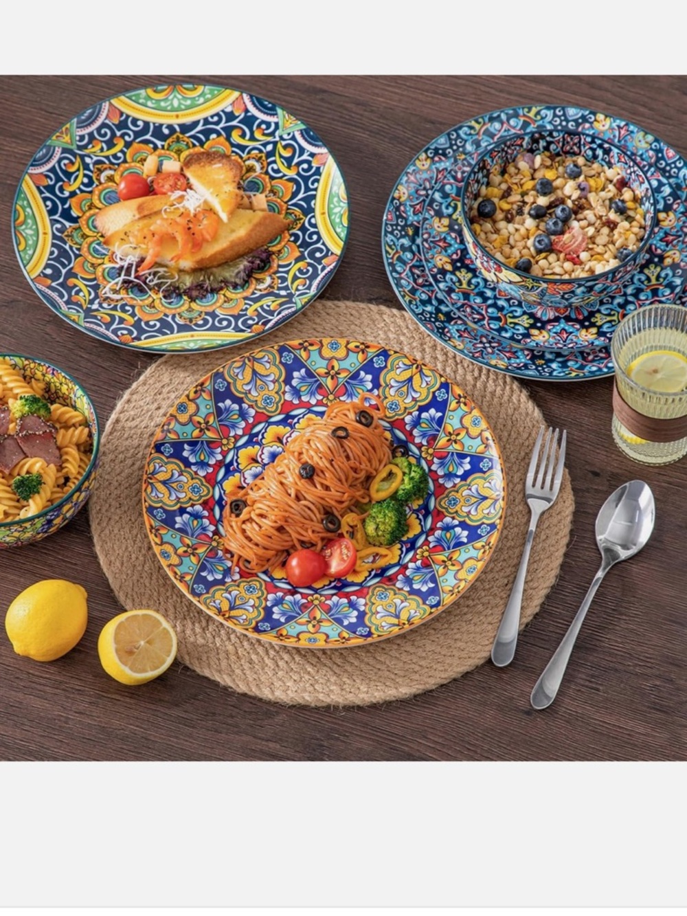 12 Pieces Dinnerware Sets, Service for 4 (12 Pcs), Bohemian Style - Picture 6 of 9